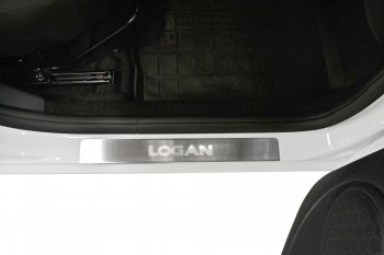 2 249 р. Пороги накладки в проем дверей Petroil Tuning  Renault Logan  2 (2014-2018) (Нержавейка). Увеличить фотографию 4