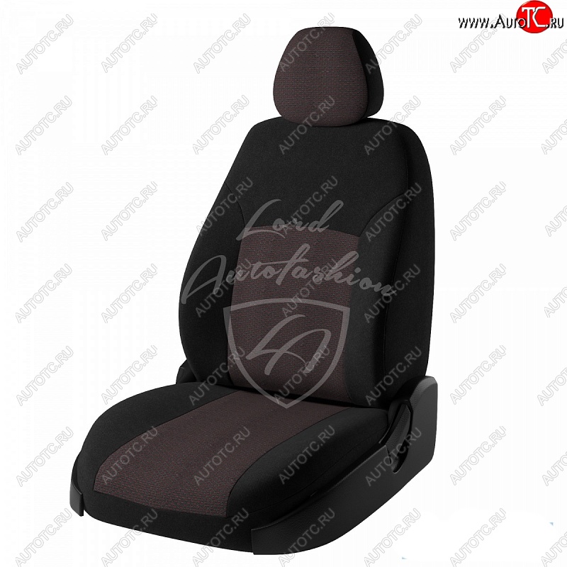 6 649 р. Чехлы для сидений Lord Autofashion Дублин (жаккард, раздельная спинка) Renault Logan 2 рестайлинг (2018-2024) (Черный, вставка Ёж Красный)
