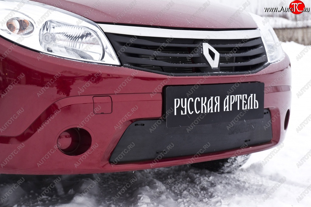 1 099 р. Зимняя заглушка решетки переднего бампера РА  Renault Sandero  (BS) (2009-2014)