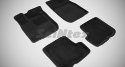 4 299 р. Износостойкие коврики в салон SeiNtex Premium 3D 4 шт. (ворсовые, черные)  Renault Sandero  (BS) (2009-2014). Увеличить фотографию 1