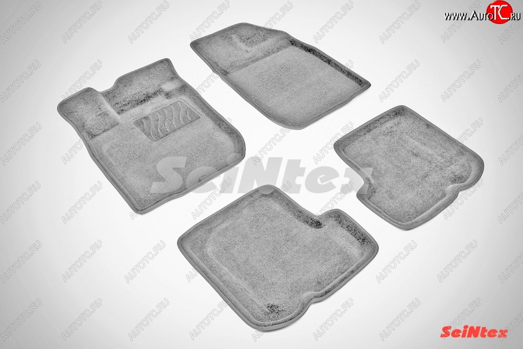 3 779 р. Износостойкие коврики в салон SeiNtex Premium 3D 4 шт. (ворсовые, серые)  Renault Sandero  (BS) (2009-2014)