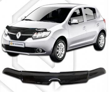 2 349 р. Дефлектор капота CA-Plastic  Renault Sandero  (B8) (2014-2018) (Classic черный, Без надписи). Увеличить фотографию 1