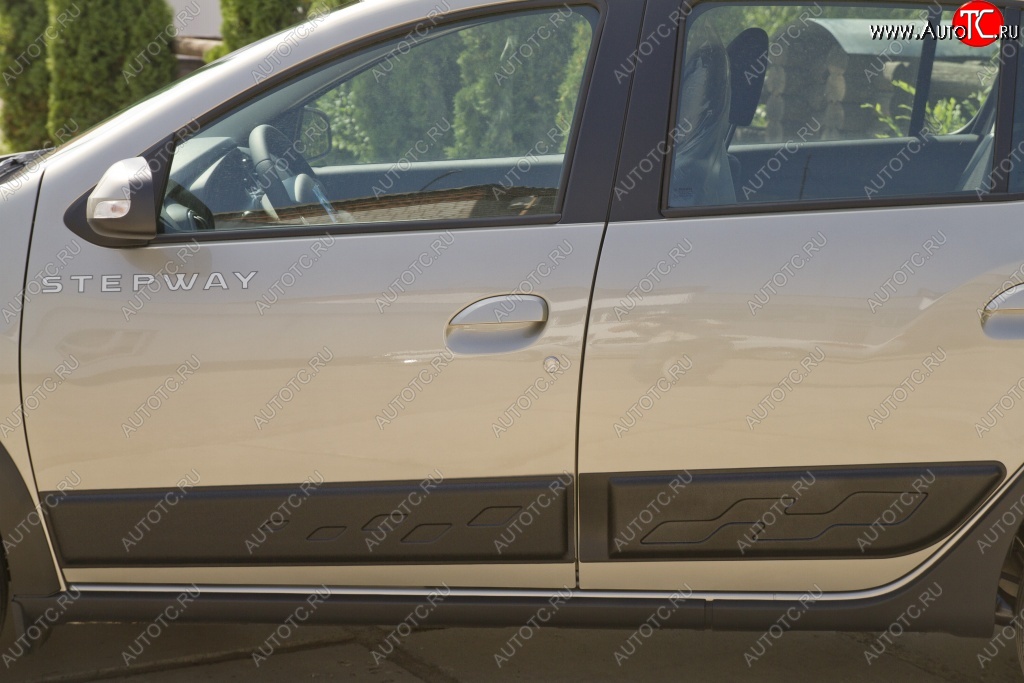 4 699 р. Молдинги дверей RA (комплект) Renault Sandero (B8) дорестайлинг (2014-2018) (Поверхность глянец (под окраску), Неокрашенные)