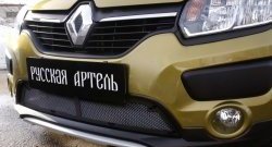 2 079 р. Защитная сетка решетки переднего бампера РА Renault Sandero Stepway (B8) дорестайлинг (2014-2018). Увеличить фотографию 1