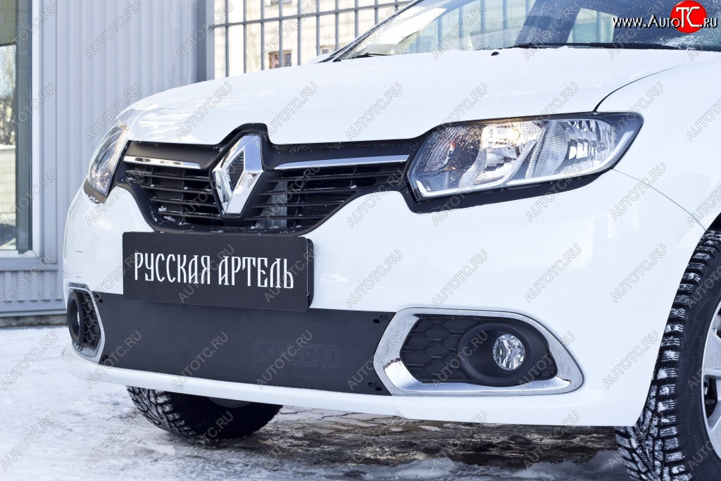 1 129 р. Зимняя заглушка решетки переднего бампера РА Renault Sandero (B8) дорестайлинг (2014-2018)