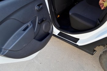619 р. Накладки в проемы задних дверей KART (задние) Renault Sandero (B8) дорестайлинг (2014-2018) (Без покрытия). Увеличить фотографию 1