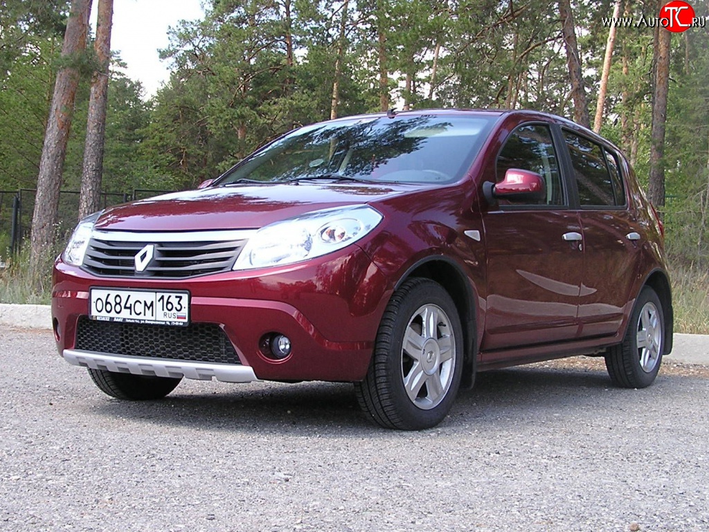 2 799 р. Низкая накладка Kart на передний бампер Renault Sandero (BS) (2009-2014) (Неокрашенная)