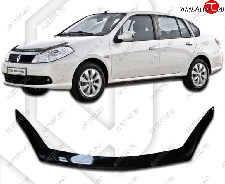 2 259 р. Дефлектор капота CA-Plastic  Renault Symbol  седан (2008-2012) (Classic черный, Без надписи)