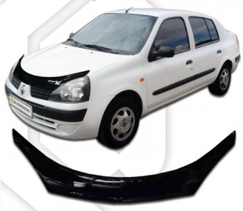 2 349 р. Дефлектор капота CA-Plastiс exclusive  Renault Symbol  седан (2006-2008) (Classic черный, Без надписи). Увеличить фотографию 1