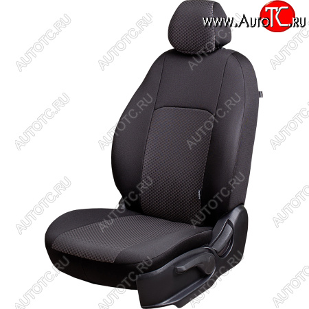 5 299 р. Чехлы сидений Lord Autofashion Дублин (жаккард, 60/40, раздельное заднее сиденье и спинка, 2Г-образ. подголовника) Ford Focus 2 хэтчбэк 3 дв. дорестайлинг (2004-2007) (Чёрный, стежок серый)