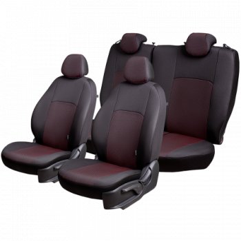 6 649 р. Чехлы сидений Lord Autofashion Дублин (жаккард, цельная задняя спинка, 2П-образ. подголовника)  Hyundai Solaris  2 (2017-2022) (Чёрный, Ёж красный). Увеличить фотографию 3