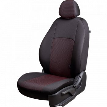 6 649 р. Чехлы сидений Lord Autofashion Дублин (жаккард, цельная задняя спинка, 2П-образ. подголовника)  Hyundai Solaris  2 (2017-2022) (Чёрный, Ёж красный). Увеличить фотографию 1