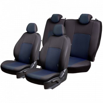 6 649 р. Чехлы сидений Lord Autofashion Дублин (жаккард, цельная задняя спинка, 2П-образ. подголовника) Hyundai Solaris 2 HCR рестайлинг (2020-2022) (Чёрный, Ёж синий). Увеличить фотографию 3
