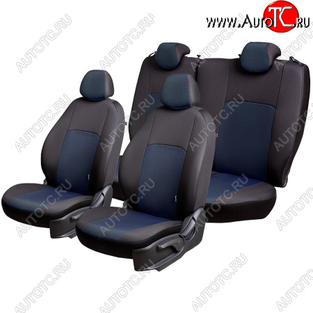 6 649 р. Чехлы сидений Lord Autofashion Дублин (жаккард, 60/40, раздельное заднее сиденье, отдельный бок, 2Г-образ. подголовника)  Hyundai Elantra  HD (2006-2011) (Чёрный, Ёж синий)