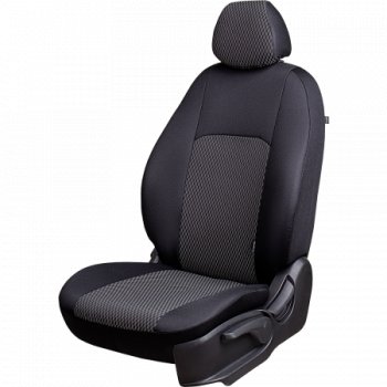 6 649 р. Чехлы сидений Lord Autofashion Дублин (жаккард, 60/40, раздельная спинка, подлокотник, 3Г-образ. подголовника)  Hyundai Tucson  1 JM (2004-2010) (Чёрный, прямоугольник чёрный). Увеличить фотографию 1