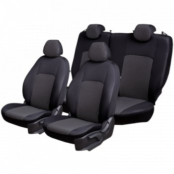 6 649 р. Чехлы сидений Lord Autofashion Дублин (жаккард, 60/40, раздельная спинка, подлокотник, 3Г-образ. подголовника)  Hyundai Tucson  1 JM (2004-2010) (Чёрный, прямоугольник чёрный). Увеличить фотографию 3