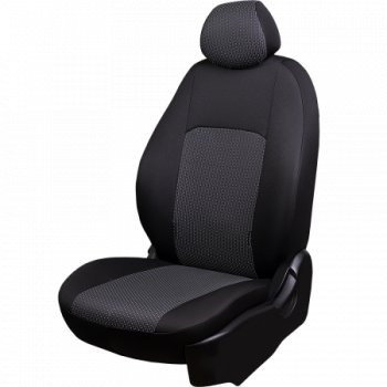 6 649 р. Чехлы сидений Lord Autofashion Дублин (жаккард, 60/40, раздельная задняя спинка, подлокотник, отдельные бока, 3Г-образ. подголовника)  Mazda 6  GJ (2012-2018) (Чёрный, Сеул серый). Увеличить фотографию 1