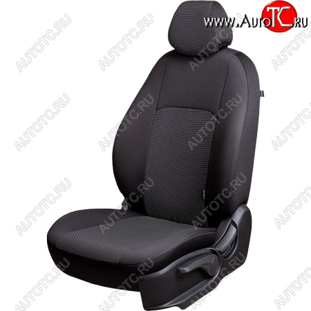 6 649 р. Чехлы сидений Lord Autofashion Дублин (жаккард, 60/40, раздельная спинка и сиденье, подлокотник, 3Г-образ. подголовника)  Mazda 6  GH (2007-2012) (Чёрный, Ёж белый)