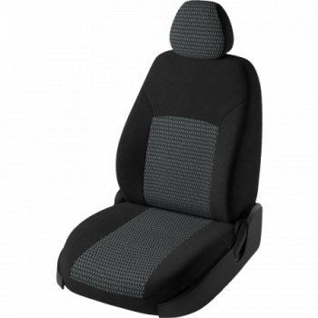 Чехлы сидений (жаккард, 60/40, раздельная задняя спинка, 3Г-образ. подголовника) Lord Autofashion Дублин Nissan Almera седан N16 дорестайлинг (2000-2003)  (Чёрный, зигзаг)