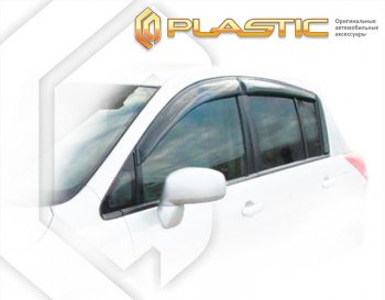 2 169 р. Ветровики дверей CA-Plastic  Nissan Tiida  1 хэтчбек (2007-2014) (Classic полупрозрачный, Без хром. молдинга). Увеличить фотографию 1