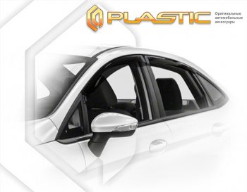 1 989 р. Ветровики дверей CA-Plastic Ford Fiesta 6 седан рестайлинг (2012-2019) (Classic полупрозрачный, Без хром. молдинга). Увеличить фотографию 1