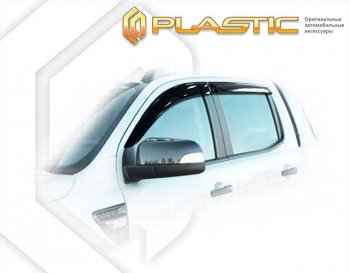 1 839 р. Ветровики дверей CA-Plastic  Ford Ranger  DoubleCab (2015-2021) (Classic полупрозрачный, Без хром. молдинга). Увеличить фотографию 1