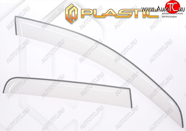 2 349 р. Дефлектора окон CA-Plastic  Nissan Wingroad  3 Y12 (2005-2018) (Шелкография белая, Без хром. молдинга, Крепление только на скотч )