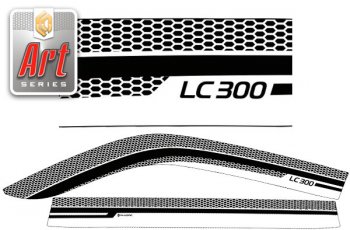 2 159 р. Ветровики дверей CA-Plastic  Toyota Land Cruiser  J300 (2021-2024) (Серия Art белая, без хром. молдинга, крепление скотч). Увеличить фотографию 1