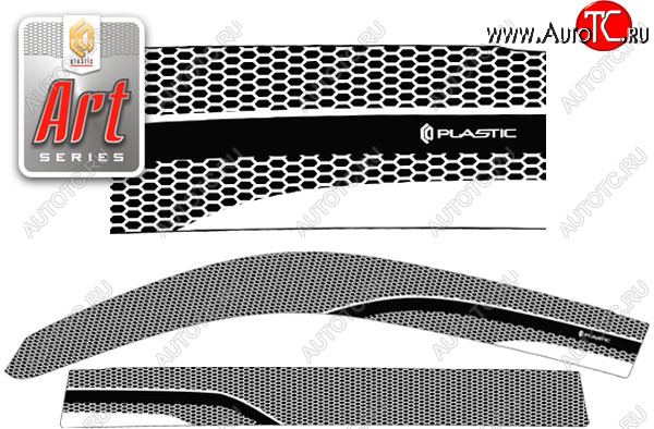 2 199 р. Ветровики дверей CA-Plastic  Lexus LX  570 (2007-2015) (Серия Art черная, без хром. молдинга, крепление скотч)