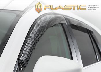 2 199 р. Ветровики дверей CA-Plastic Lexus LX 570 J200 1-ый рестайлинг (2012-2015) (Серия Art черная, без хром. молдинга, крепление скотч). Увеличить фотографию 2