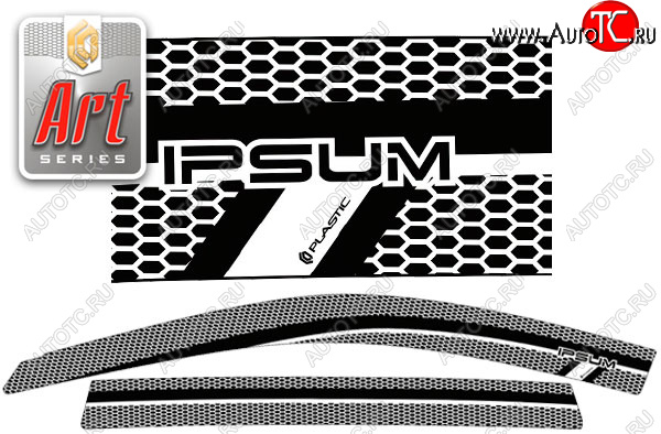 2 349 р. Ветровики дверей CA-Plastic  Toyota Ipsum  SXM10 (1998-2001) (Серия Art черная, без хром. молдинга, крепление скотч)
