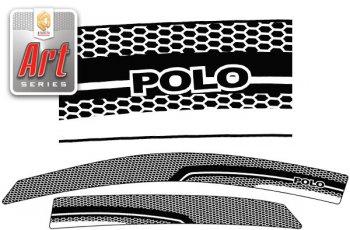 1 999 р. Ветровики дверей CA-Plastic  Volkswagen Polo  5 (2009-2015) (Серия Art черная, без хром. молдинга). Увеличить фотографию 1