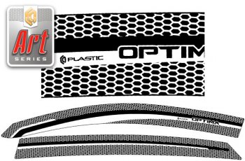 2 159 р. Ветровики дверей CA-Plastic  KIA Optima  3 TF (2010-2016) (Серия Art черная, без хром. молдинга). Увеличить фотографию 1