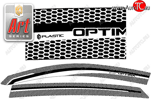 2 399 р. Ветровики дверей CA-Plastic  KIA Optima  3 TF (2010-2016) (Серия Art черная, без хром. молдинга)