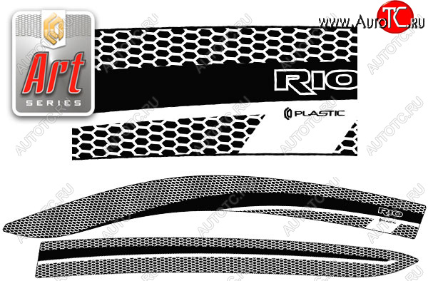 2 349 р. Ветровики дверей CA-Plastic  KIA Rio  X-line (2017-2021) (Серия Art черная, без хром. молдинга)