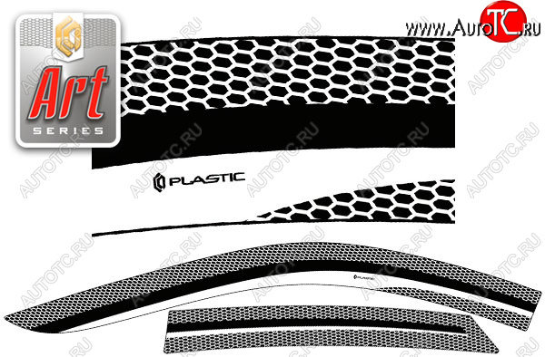 2 259 р. Ветровики дверей CA-Plastic  Лада Гранта  FL 2191 лифтбэк (2018-2024) (Серия Art черная, без хром. молдинга)