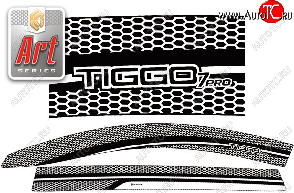 2 079 р. Ветровики дверей CA-Plastic  Chery Tiggo 7 PRO (2019-2024) (Серия Art черная, без хром. молдинга, крепление скотч)