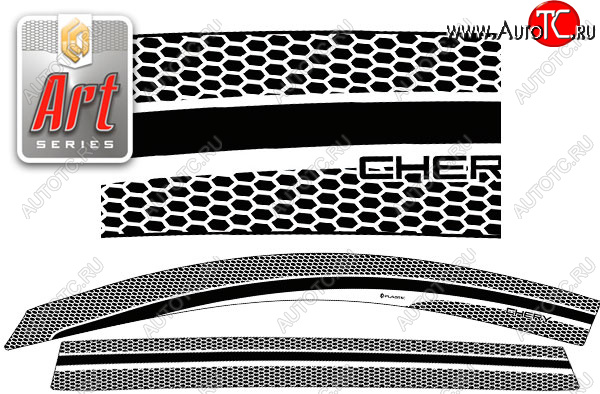 2 349 р. Ветровики дверей CA-Plastic  Chery Tiggo 8 PRO (2021-2024) (Серия Art черная, без хром. молдинга)