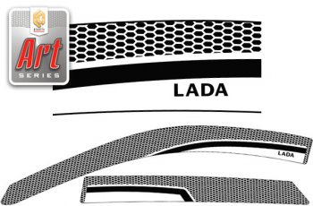 1 999 р. Ветровики дверей CA-Plastic  Лада Гранта  FL 2190 седан (2018-2024) (Серия Art серебро, без хром. молдинга). Увеличить фотографию 1