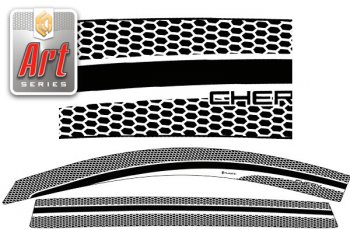 2 349 р. Ветровики дверей CA-Plastic  Chery Tiggo 8 PRO MAX (2021-2024) (Серия Art серебро, без хром. молдинга). Увеличить фотографию 1