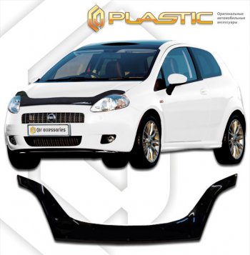 2 799 р. Дефлектор капота (exclusive) CA-Plastic  Fiat Punto  199 (2005-2012) (Classic чёрный, Без надписи). Увеличить фотографию 1