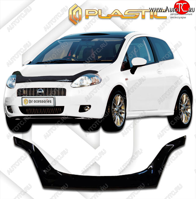 2 799 р. Дефлектор капота (exclusive) CA-Plastic  Fiat Punto  199 (2005-2012) (Classic чёрный, Без надписи)