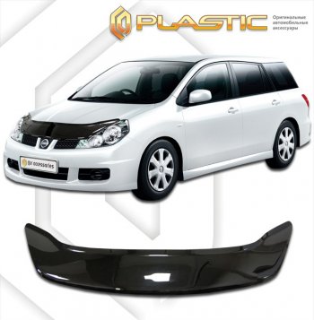 2 349 р. Дефлектор капота (exclusive) CA-Plastic  Nissan Wingroad  3 Y12 (2005-2018) (Classic чёрный, Без надписи). Увеличить фотографию 1