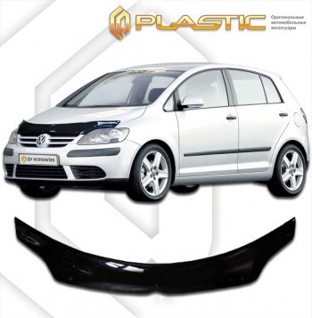 2 349 р. Дефлектор капота (exclusive) CA-Plastic  Volkswagen Golf Plus  5 (2004-2009) (Classic чёрный, Без надписи). Увеличить фотографию 1