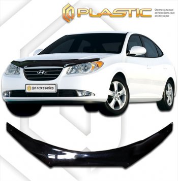 2 349 р. Дефлектор капота (exclusive) CA-Plastic  Hyundai Avante (2006-2010) (Classic чёрный, Без надписи). Увеличить фотографию 1