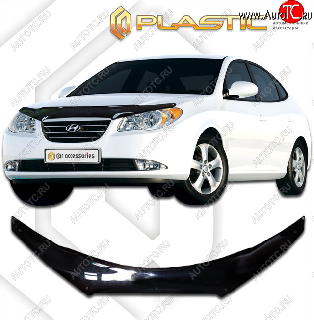 2 349 р. Дефлектор капота (exclusive) CA-Plastic  Hyundai Avante (2006-2010) (Classic чёрный, Без надписи)