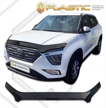 2 479 р. Дефлектор капота (exclusive) CA-Plastic  Hyundai Creta  SU (2021-2024) (Classic чёрный, Без надписи). Увеличить фотографию 1