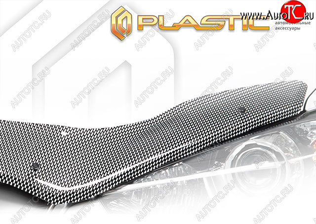 2 559 р. Дефлектор капота CA-Plastic Exclusive  Mazda 2/Demio  DE (2007-2014) (Шелкография карбон серебро)