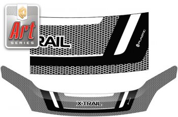 2 799 р. Дефлектор капота CA-Plastic Exclusive  Nissan X-trail  2 T31 (2007-2011) (Art белая). Увеличить фотографию 1