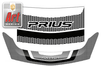 3 069 р. Дефлектор капота (правый руль) Art белая  Toyota Prius  XW20 (2003-2011) (Art белая). Увеличить фотографию 1